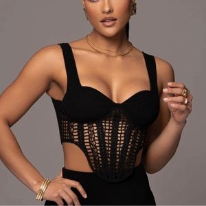 NWT Paola Crochet Top In Black Size M